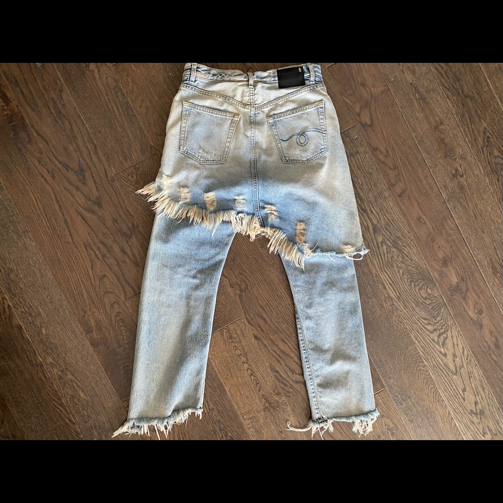 R13 Distressed Light Blue Two-Tier Jeans - Picture 2 of 8